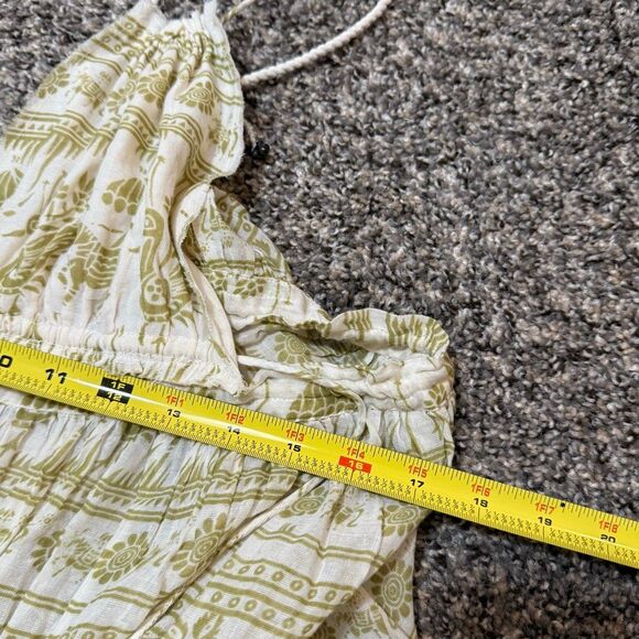 Free People Triangle Combo Cream White Maxi Dress Brown Boho Elephant Medium - Picture 6 of 7